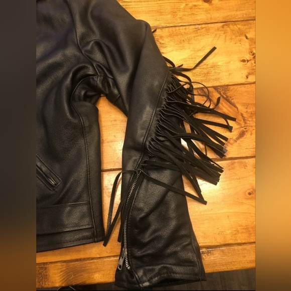 Leather Fringe Biker Jacket- Vintage - Picture 4 of 12